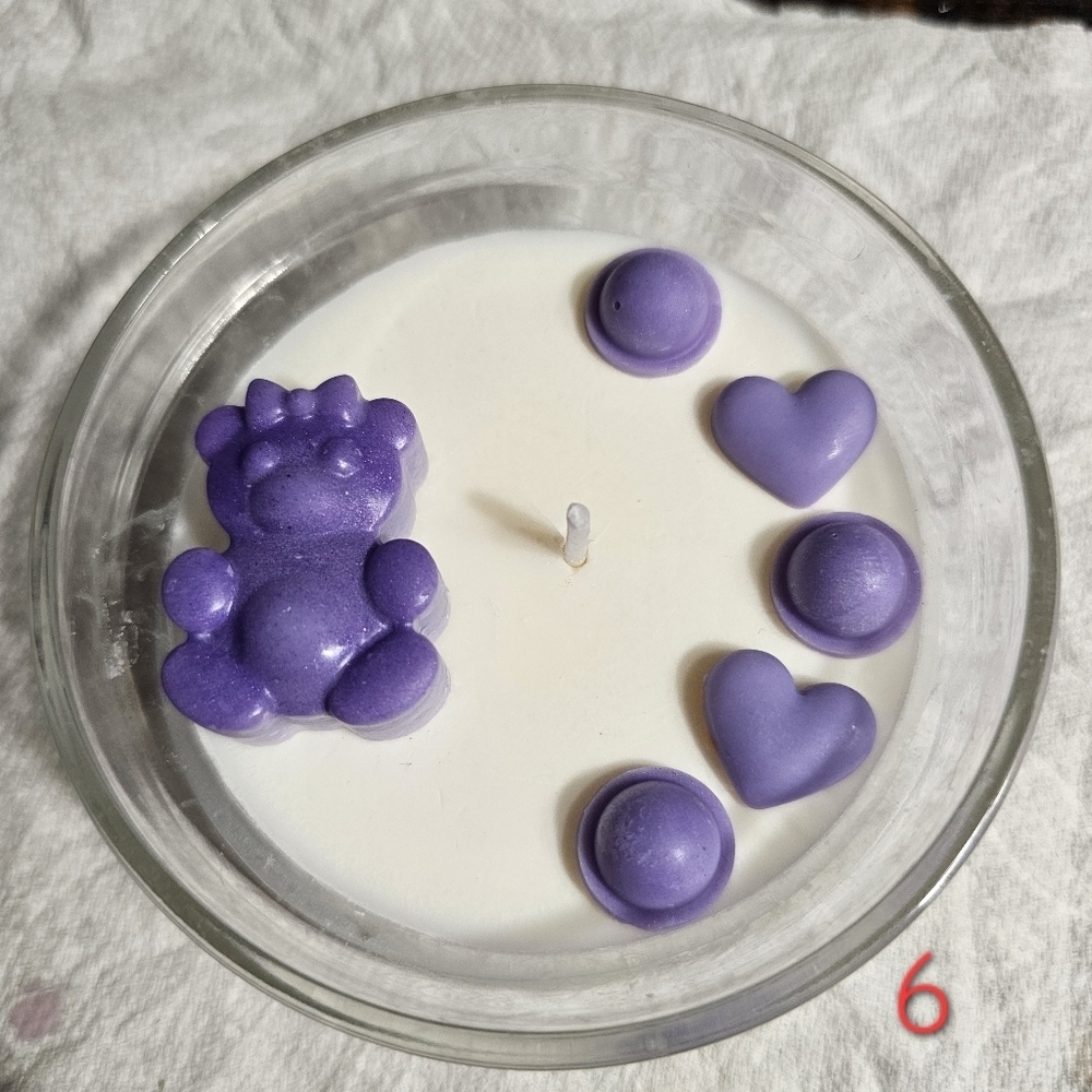 6 Handmade Purple Baby Shower Birthday Party Soy Wax Scented Candle Giveaways - Picture 8 of 12